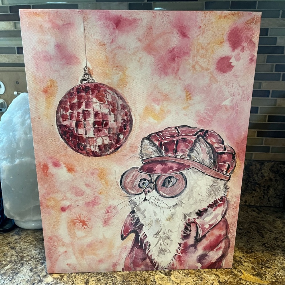 Pink Cool Cat Disco Canvas Wall Art 11 x 14
